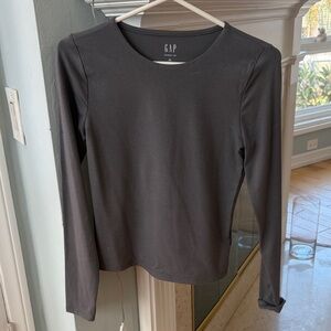 GAP Long-Sleeve Crew Tee in Dark Charcoal